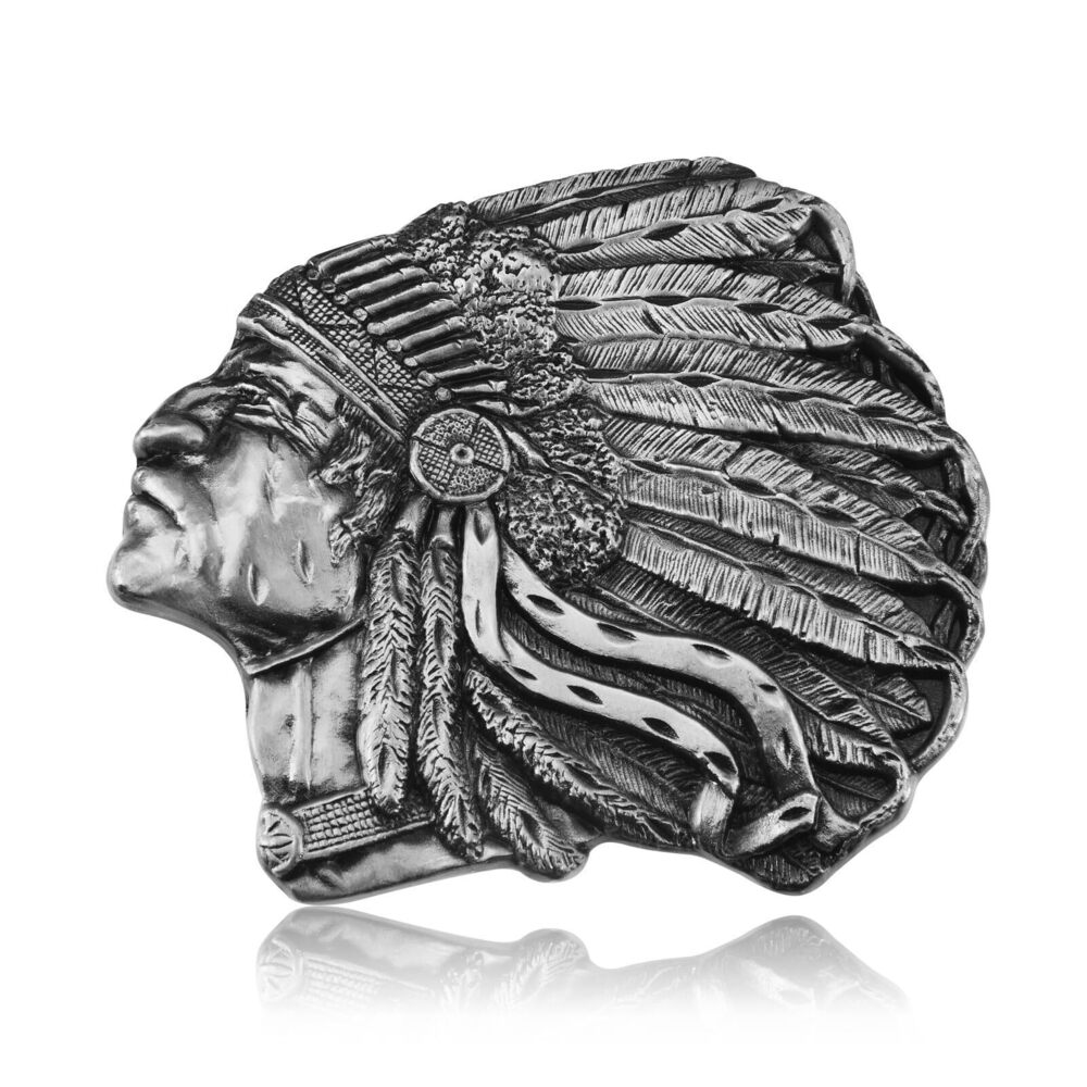 4110 Native American Indian Chief Belt Buckle, Western Cowboy Belt Buckle
